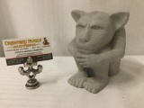 Small clay sculpture replica of Notre-Dame gargoyle signed by artist K Aindling