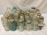 Large collection of 31 vintage mason jars from Ball, Kerr, Boyd?s, and more