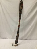 Hand carved PNW Native American red cedar oar signed by unidentified artist