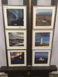 Six framed photo prints of Icelandic village scenes, signed by artist Emil Pir - nice series
