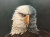 1994 framed painting of a stoic bald eagle - signed & dated by artist D.S. Mills