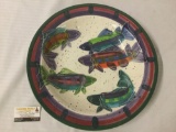 2000 Colorful painted ceramic salmon art bowl 