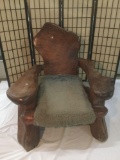 Hawaiian Koa (Monkeypod) burled natural edge arm chair with dyed sheep skin seat - matches 268