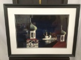 1998 photo print of minarets by the sea signed and dated by unknown artist on the back