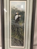 Jon Van Zyle 1989 Alaskan litho print signed & #'d 1160/1225 - depicting Puffins on a cliffside