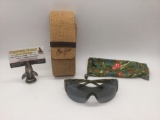 Japanese Maui Jim No.514-02 Kula polarized sunglasses in gunmetal/black frame w/cloth and hard case