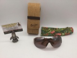 Japanese Maui Jim No.514-22 Kula sandstone polarized sunglasses w/cloth and hard case