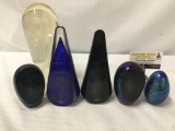 6 art glass paperweights from the 90s - all signed by artist on the bottom - see pics nice