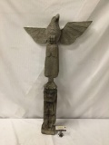Vintage Native American Quileute Tribe totem pole - signed by artist TAS - chips on base and wing