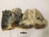 Pair of Alaskan seal fur gloves and possible coyote mittens