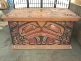 Salish Sea Native American Chief burial box w/ abalone & copper inlay by D. Price & R. Evenson
