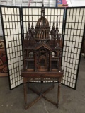 Antique design, ornately carved and decorated birdhouse with Indian motif - comes in several pieces
