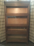 Antique 4 drawer barristers lawyers cabinet, missing a pane of glass and has some slight age damage