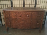 Antique 3 drawer tiger oak dresser with fantastic grain - no key some age wear