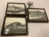 Lot of 3 framed antique photography prints of Unalaska, Alaska incl. Russian Schoolhouse etc