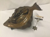 Jacques & Mary Regat bronze statue of a man riding a halibut 1988 marked & #'d 18/35
