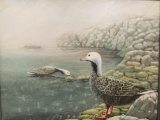 Framed high end litho print of ducks on a rainy day - artist unknown unsigned