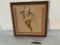 Framed Hopi sandstone artwork of Native American dancer, approx 14x14 inches.