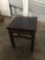 Vintage dark stain wooden end table. Measures approximately 21x17x17