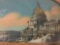 Vintage reversed glass print art piece depicting the U.S. Capital building, w/gold painted frame