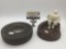 Pair of tire company promotional ash trays, incl. Michelin and Firestone.
