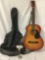 Vintage beginners unmarked classical acoustic guitar in gig bag - as is fair to good cond