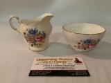 Lot of 2 Paragon fine bone china creamer and sugar bowl, approx 3x2 inches.