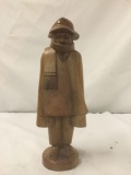 Hand carved wood statue of man with scarf. Marked G.A. 300 dollars 11 - Has chip in hat