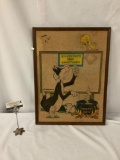 Vintage 1974 WB Warner Bros Tweety Bird and Sylvester cork board framed art piece 18x25 inches