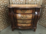 Modern 4-drawer nightstand w/ unique wood inlay