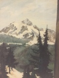 Framed painting of a mountain