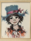 Original painting of girl in hat. Signed by artist.