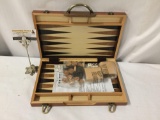 Portable backgammon set.