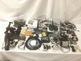 Huge flight simulator and electronics lot, incl a Joystick, computer parts, mouses, flight guides,