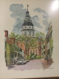 Original watercolor of Annapolis, MD by W.H Bond 1969.