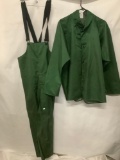 2 piece lot of used outdoor rainwear, WaterShed - Nitrile jacket (XL) and waders (Medium)