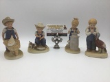 Four Homco Denim Days hand painted ceramic figurines.