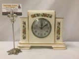 Vintage Sessions electric mantle clock w/floral designs, tested and working.