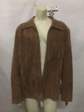 The Quacker Factory fringe leather jacket w/rhinestone studs, approx. 20x27 inches