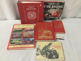 Collection of six books about fire engines and trucks.
