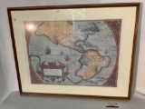 Large framed map of the Americas - Americae Sive Novi Orbis No Va Description, approx 36x28 inches