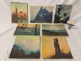 7 vintage prints; Sydney Laurence: Castle Cape, Mt. McKinley, National Bank of Alaska 1973 etc