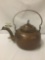 Vintage copper tea kettle, approx. 18x11x12 inches. JRL