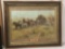 Vintage framed Budweiser advertisement print of Attack on the Overland Stage 1860