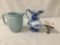 Antique Late 19th century 1860-1870 Atlas English china pitcher. Also included is an unmarked blue