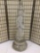 Large elegantly crafted concrete statue of Asian goddess w/two tier concrete base, some wear see