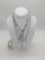 4 sterling silver necklaces, one with pearls, and a fine heavy sterling silver bracelet with a