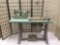 Large green custom industrial style sewing machine table w/built in Westinghouse AC motor 315P017-B,