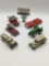 Six small vintage diecast toy cars, incl. an English Dinky Toys six wheeled toy car from Meccano