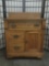 Late 1800s antique Eastlake style oak buffet table, w/casters and floral designs in drawers. Approx.